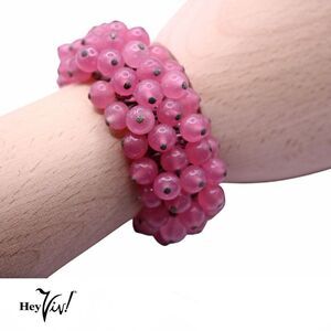 Vintage Expandable Pink Bead Bracelet Dangle Accordion Stretch Cha Cha - Hey Viv